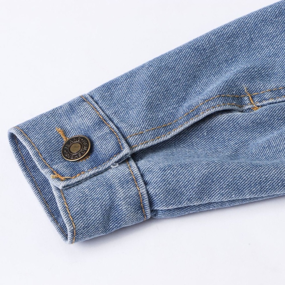 🔥🆕Long Sleeve Button Down Jean Denim Crop Jacket - Picture 10 of 10